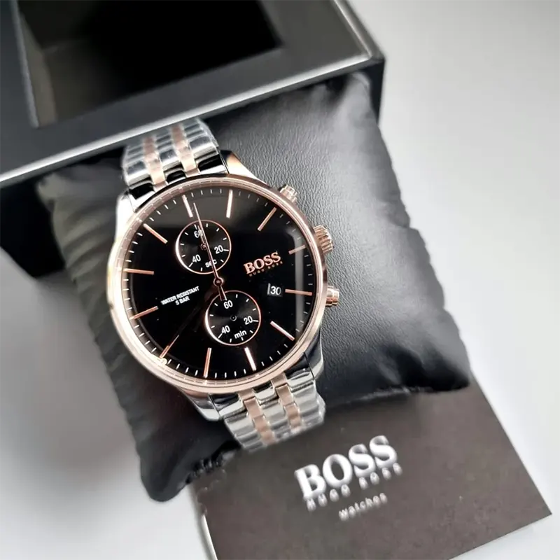 Hugo Boss Associate Black Dial Brown Leather Men’s Watch- 1513840